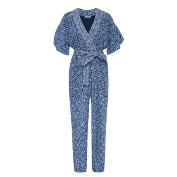 Ulla Johnson Reiko Blue Tiny Floral Jumpsuit - Picture 1 of 1